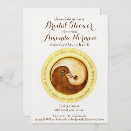 Convites CHÁ DE PANELA INVITE ouro YinYang pombas