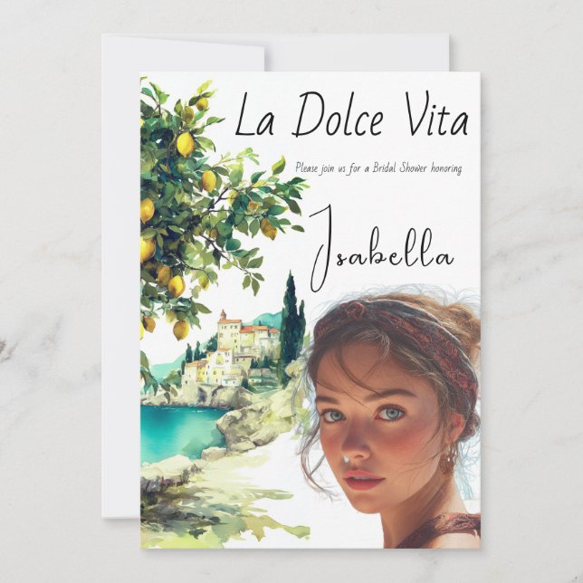 Convites Chá de panela italiano La Dolce Vita (Frente)