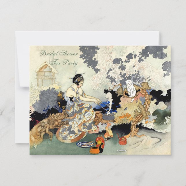 Convites Chá de panela japonês do tea party do jardim do (Frente)
