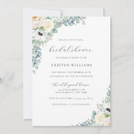 Convites Chá de panela Kristen Boho White Floral & Greenery