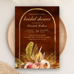 Convites Chá de panela Laranja Dourado de Arco Floral Terr