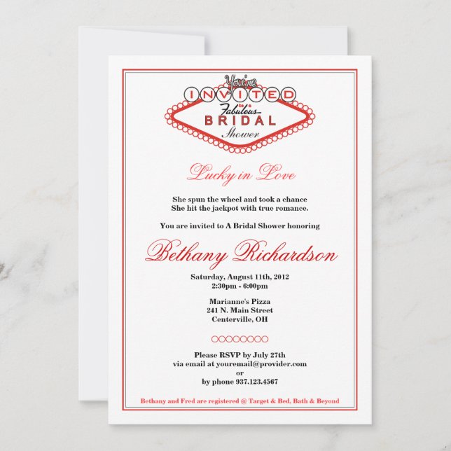 Convites Chá de panela Las Vegas (Frente)