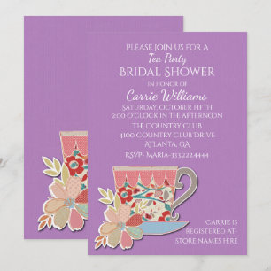 Convites Chá de panela Lavanda da Taça de chá