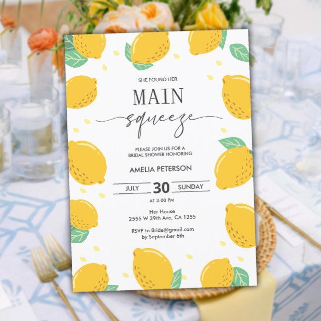 Convites Chá de panela Lemon Love Maior Citrus (Lemon Love Bridal Shower Main Squeeze Citrus Invitation)