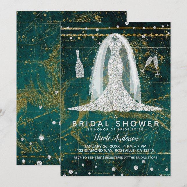 Convites Chá de panela Leo Julago Glam Diamond (Frente/Verso)