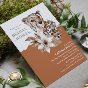 Convites Chá de panela-Leopardo Floral Com Largura De Águ