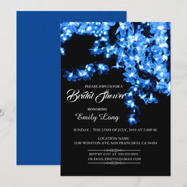 Convites Chá de panela Leve do Flor de Cereja na moda (Frente/Verso)