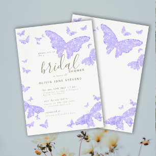 Convites Chá de panela Lilac Dourado Elegante Boho