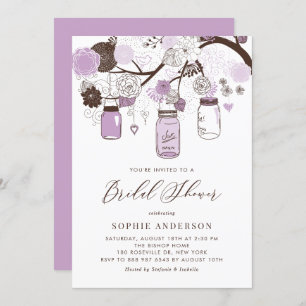 Convites Chá de panela Lilac Purple Mason Jars