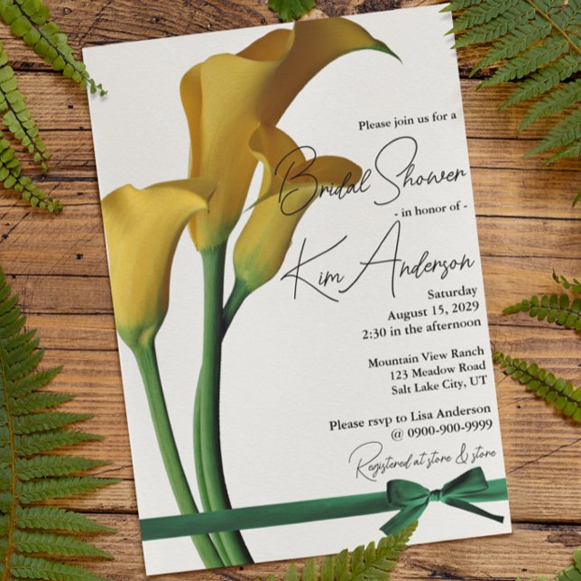 Convites Chá de panela Lily Amarelo Elegante (Criador carregado)
