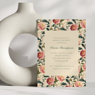 Convites Chá de panela Luncheon Elegante Vintage Soft Flora