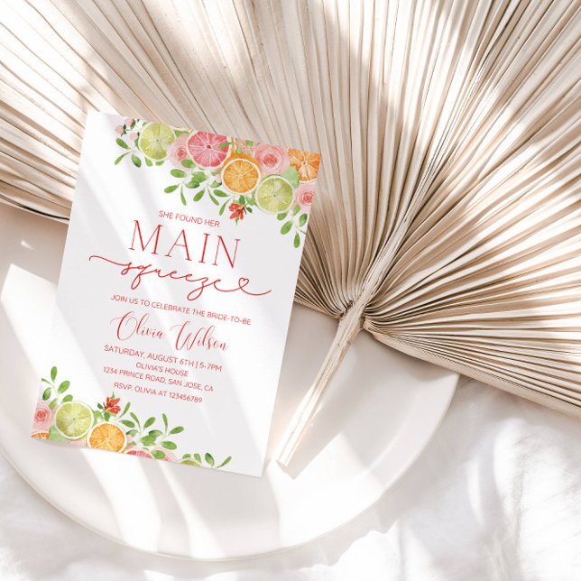 Convites chá de panela "Main Squeeze" - Partido de Verão do (Criador carregado)