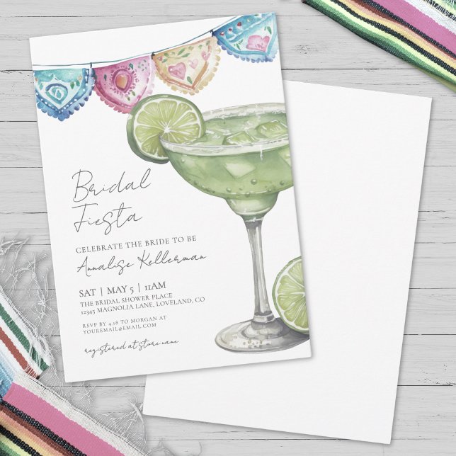Convites Chá de panela Margarita (Watercolor Margarita Fiesta Bridal Shower Invitation)
