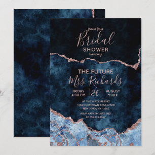 Convites Chá de panela Marinho azul Rosa Dourado de veloci