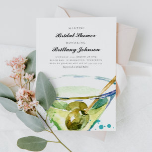 Convites Chá de panela Martini Elegante de Aquarela
