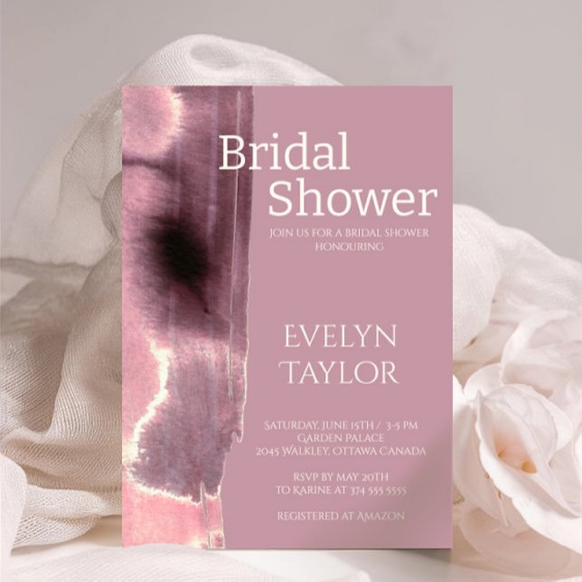 Convites Chá de panela Mauve Dusty Mínimo Moderno (Criador carregado)