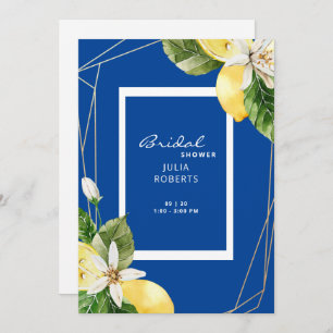 Convites Chá de panela mediterrânico de limões azuis e amar
