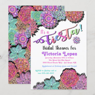 Convites Chá de panela mexicano Fiesta Floral Mandala
