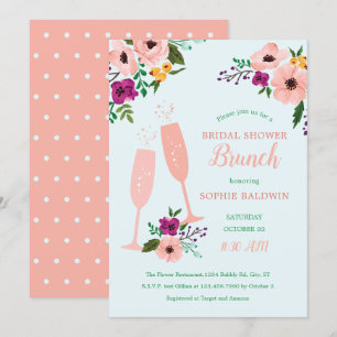 Convites Chá de panela Mimosa e Flores Brunch e Bubble