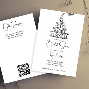 Convites Chá de panela minimalista de torre de champanhe de