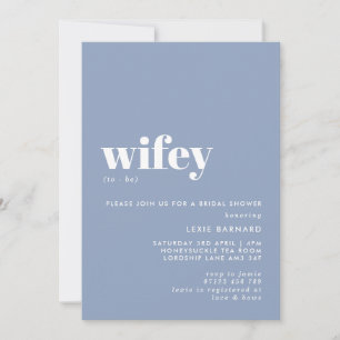 Convites Chá de panela Mínimo de Sage Dusty Blue Wifey