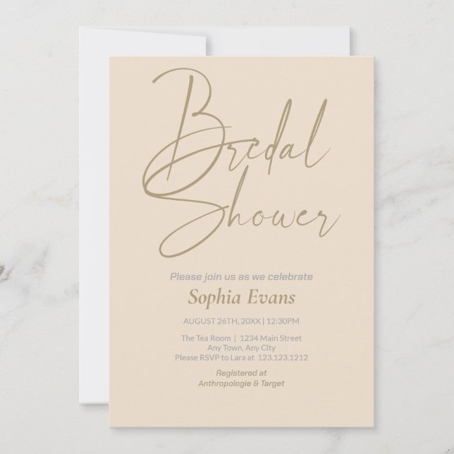 Convites Chá de panela Mínimo Dourado de Butternata Pratead (Frente)