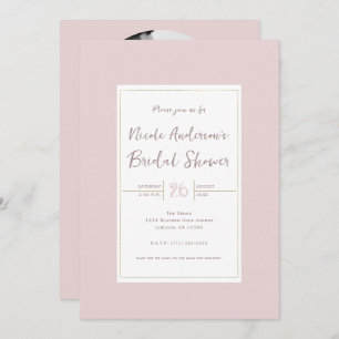 Convites Chá de panela Mínimo Dourado e Rosa Ostra