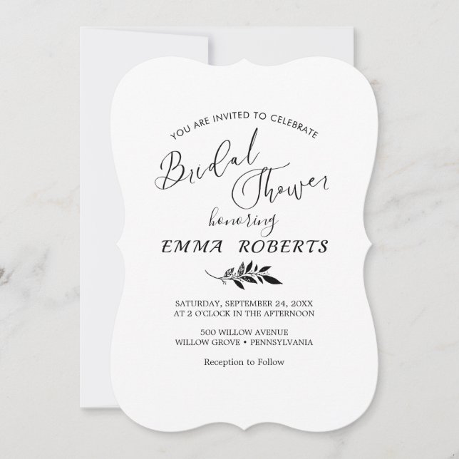 Convites Chá de panela Mínimo Leaf Terracotta (Frente)