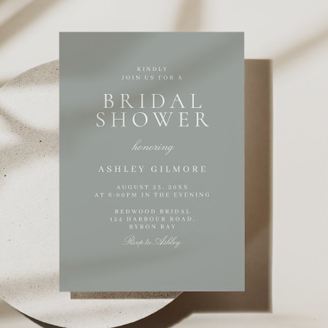 Convites Chá de panela Mínimo Moderno Clássico Verde Sage (Criador carregado)