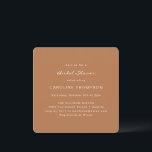 Convites Chá de panela Mínimo Moderno Terracotta<br><div class="desc">Convite à Praça Chá de panela Minimalista Moderna em Boho Terracotta Brown</div>