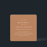 Convites Chá de panela Mínimo Moderno Terracotta<br><div class="desc">Convite à Praça Chá de panela Minimalista Moderna em Boho Terracotta Brown</div>