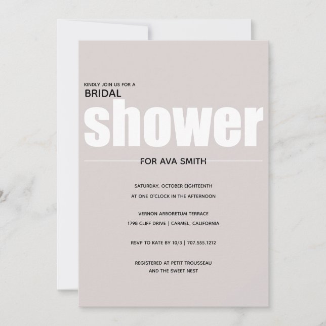 Convites Chá de panela Mínimo Rosa Simples (Frente)