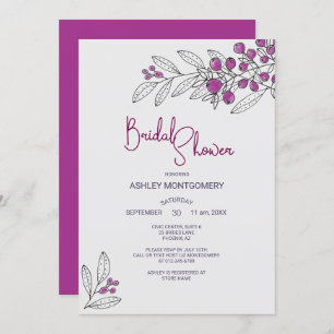 Convites Chá de panela Mínimo Roxo Deixa Berries