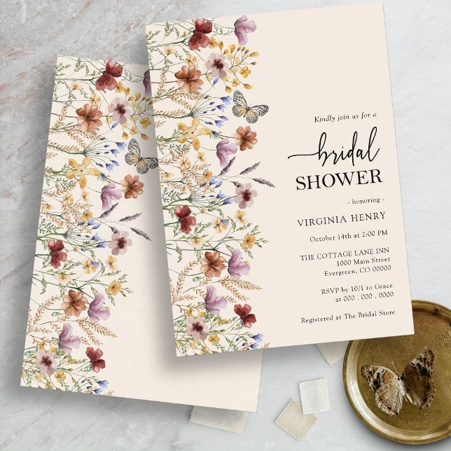 Convites Chá de panela Modern Boho (Modern Boho Wildflower Bridal Shower Invitation by Painted Paperie)