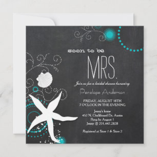 Convites Chá de panela Modern Chalkboard Beach