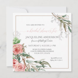 Convites Chá de panela Modern Floral Eucalyptus Watercolor