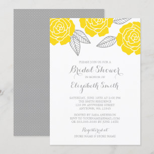 Convites Chá de panela moderno amarelo e das cinzas do ros