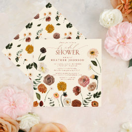 Convites Chá de panela Moderno Boho Chic Floral Terracotta