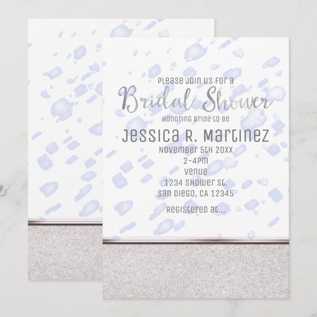 Convites Chá de panela Moderno - Chamadas Azuis (Frente/Verso)