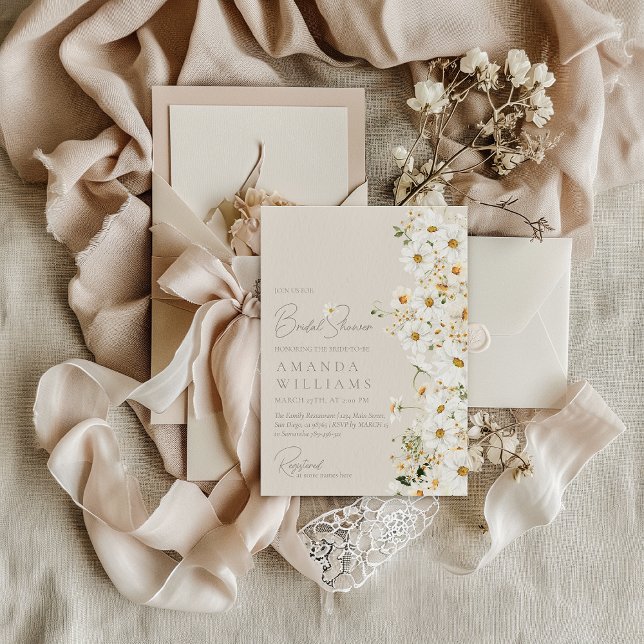 Convites Chá de panela Moderno Daisy Boho Wildflower (Criador carregado)