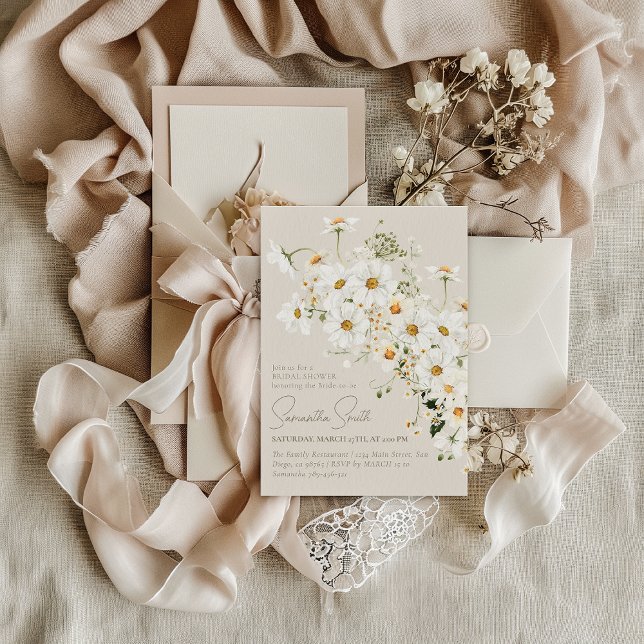 Convites Chá de panela Moderno Daisy Boho Wildflower (Criador carregado)