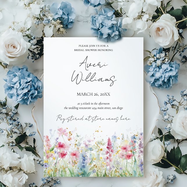 Convites Chá de panela Moderno de Boho com Aquarela de Flor (Criador carregado)