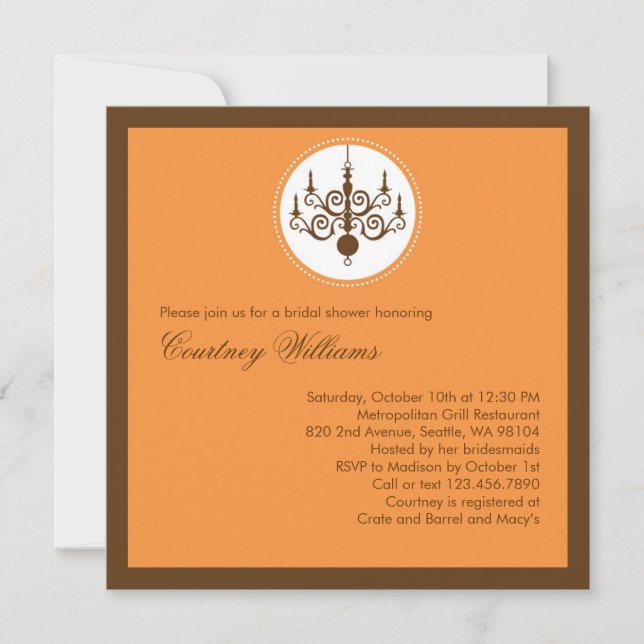 Convites Chá de panela Moderno de Chandelier (Frente)