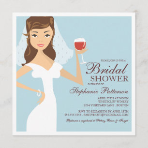 Convites Chá de panela moderno do tema do vinho da noiva