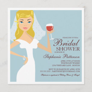 Convites Chá de panela moderno do tema do vinho da noiva