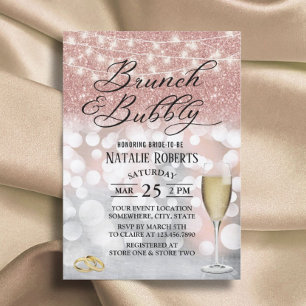 Convites Chá de panela moderno Dourado Brunch e Bubble