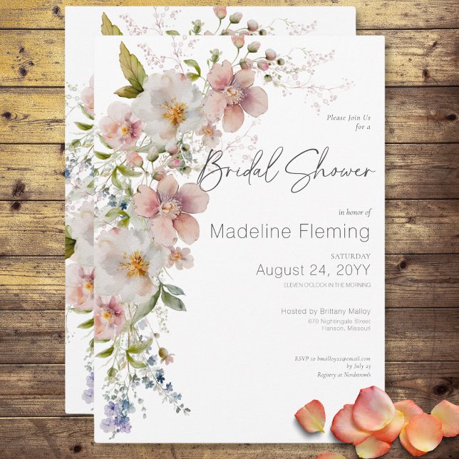 Convites Chá de panela Moderno Pastel Floral (Pastel Floral Modern Bridal Shower Invitation)