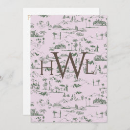 Convites Chá de panela Moderno Rosa Toile