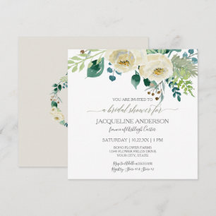 Convites Chá de panela Moderno Rosas de Marfim Fatura