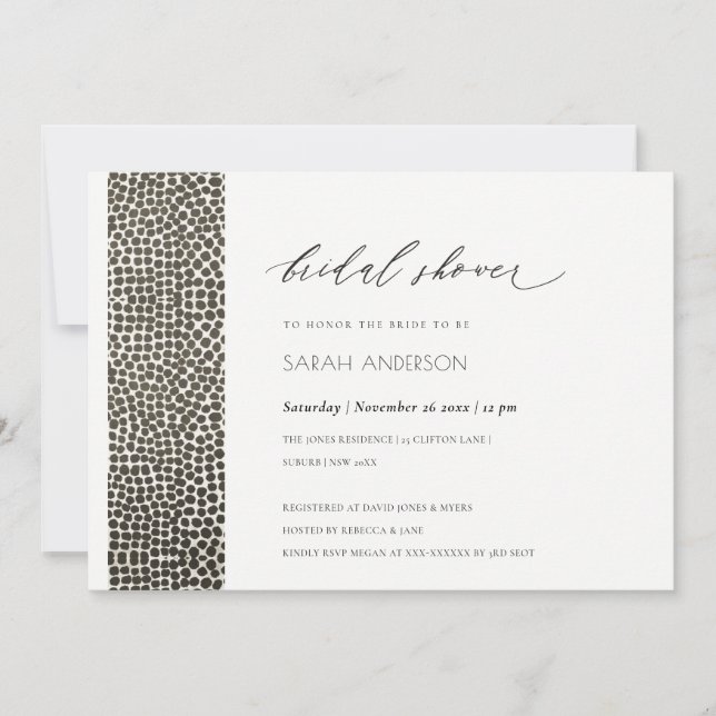 Convites Chá de panela MOSAIC DE PONTOS DE PRATA DE COBRE G (Frente)